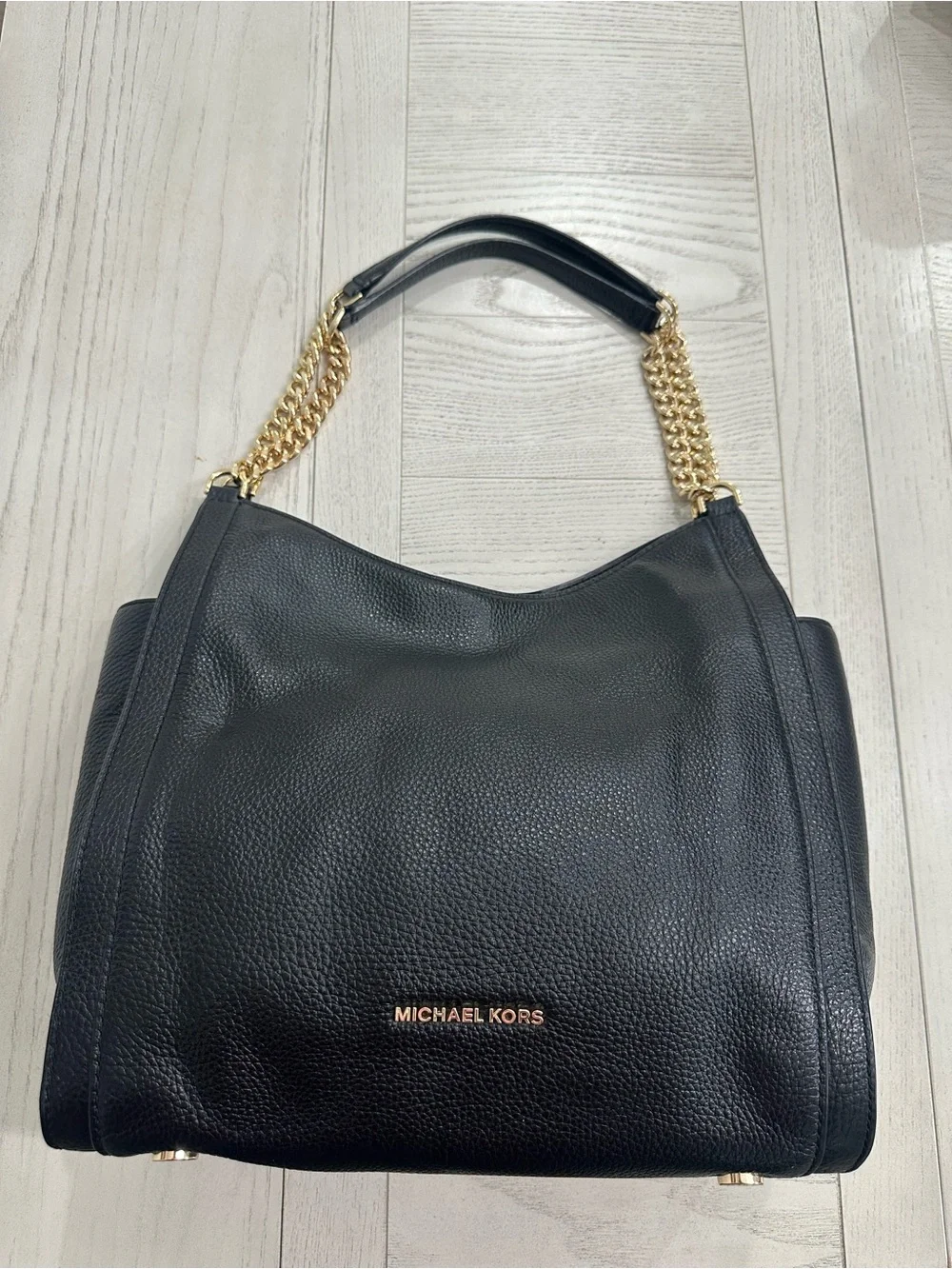Michael Kors Black Pebbled Leather Men's Crossbody with Gold Logo